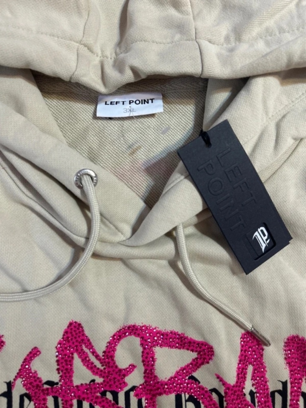 NWT Left Point Italy Y2K Designer Rhinestone Jeweled Urban Street Hoodie Sz. 3XL - Picture 4 of 9